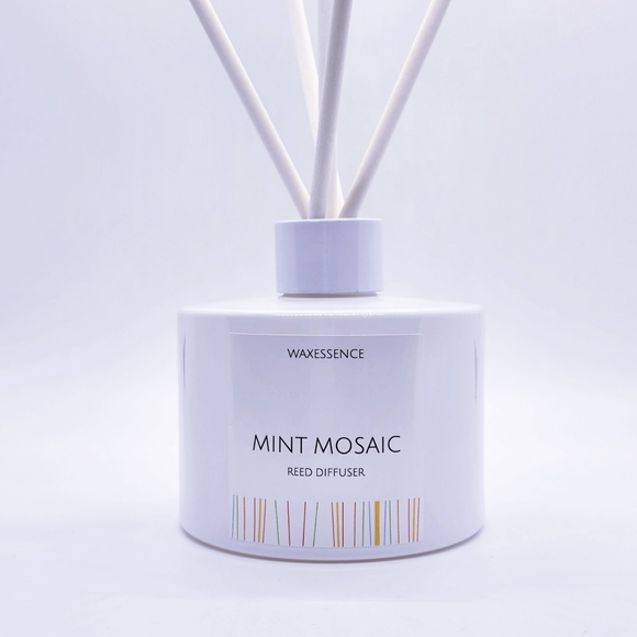 Mint Mosaic Reed Diffuser | Essenza Gloss White | Home Decor | 6.8 FL oz - Picture 2 of 2